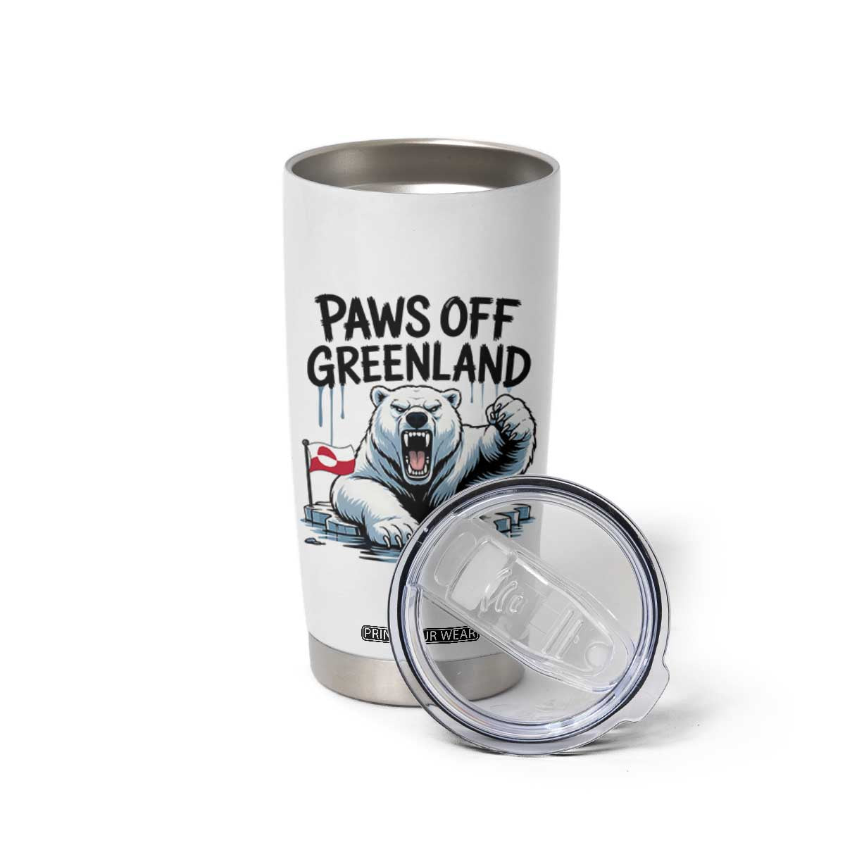 Paws Off Greenland Tumbler Cup Resist Polar Bear Political Satire TS11 Print Your Wear