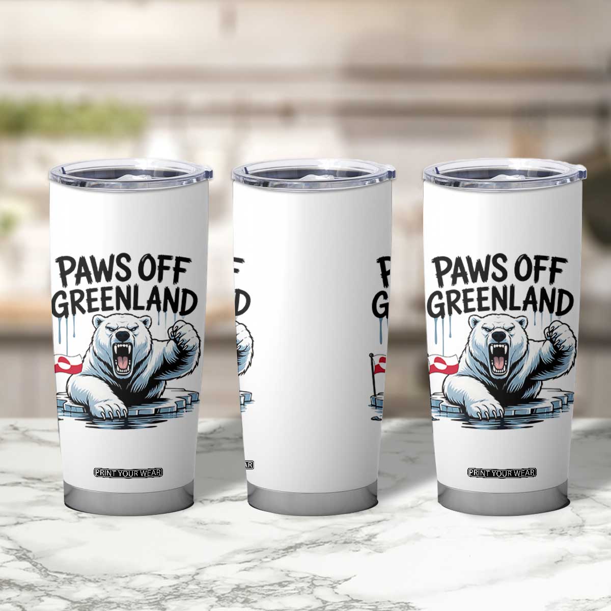 Paws Off Greenland Tumbler Cup Resist Polar Bear Political Satire TS11 Print Your Wear