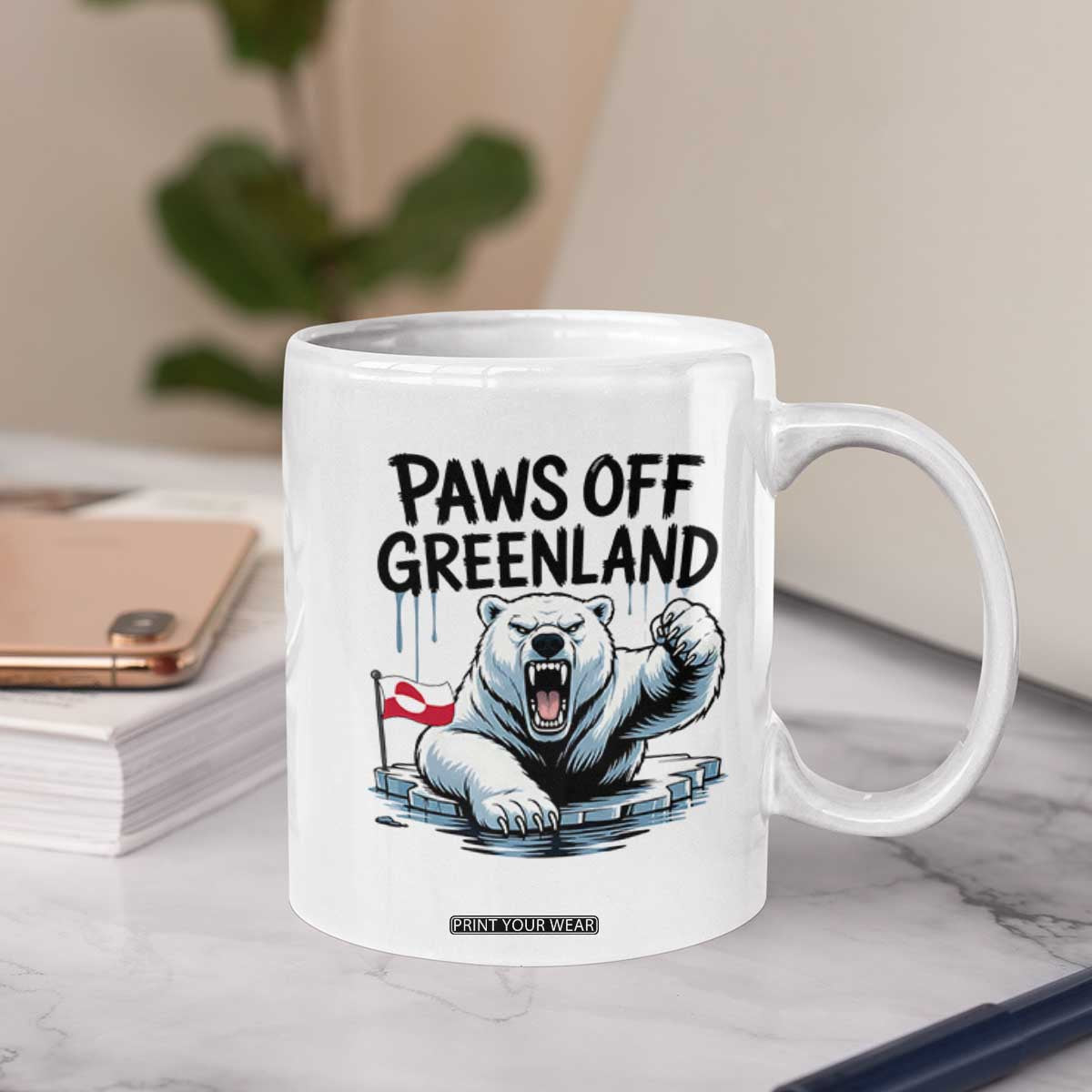 Paws Off Greenland Coffee Mug Resist Polar Bear Political Satire TS11 Print Your Wear