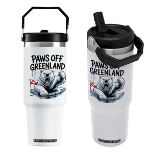 Paws Off Greenland Flip Straw Tumbler Resist Polar Bear Political Satire TS11 One Size: 30 oz White Print Your Wear