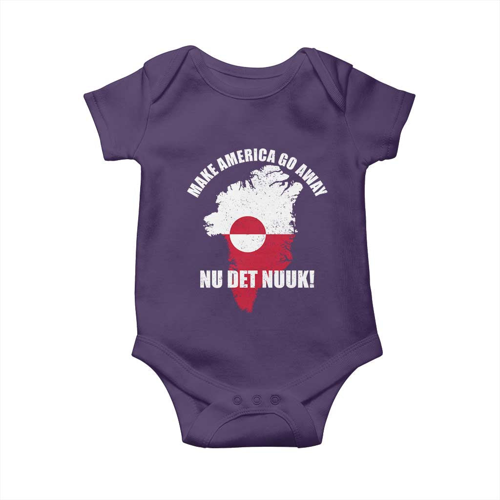 Nu Det Nuuk Make America Go Away Baby Onesie Support Greenland Political Statement TS11 Purple Print Your Wear