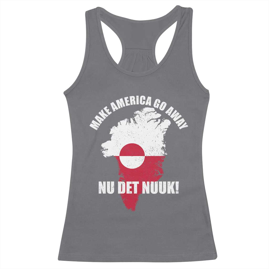 Nu Det Nuuk Make America Go Away Racerback Tank Top Support Greenland Political Statement TS11 Charcoal Print Your Wear