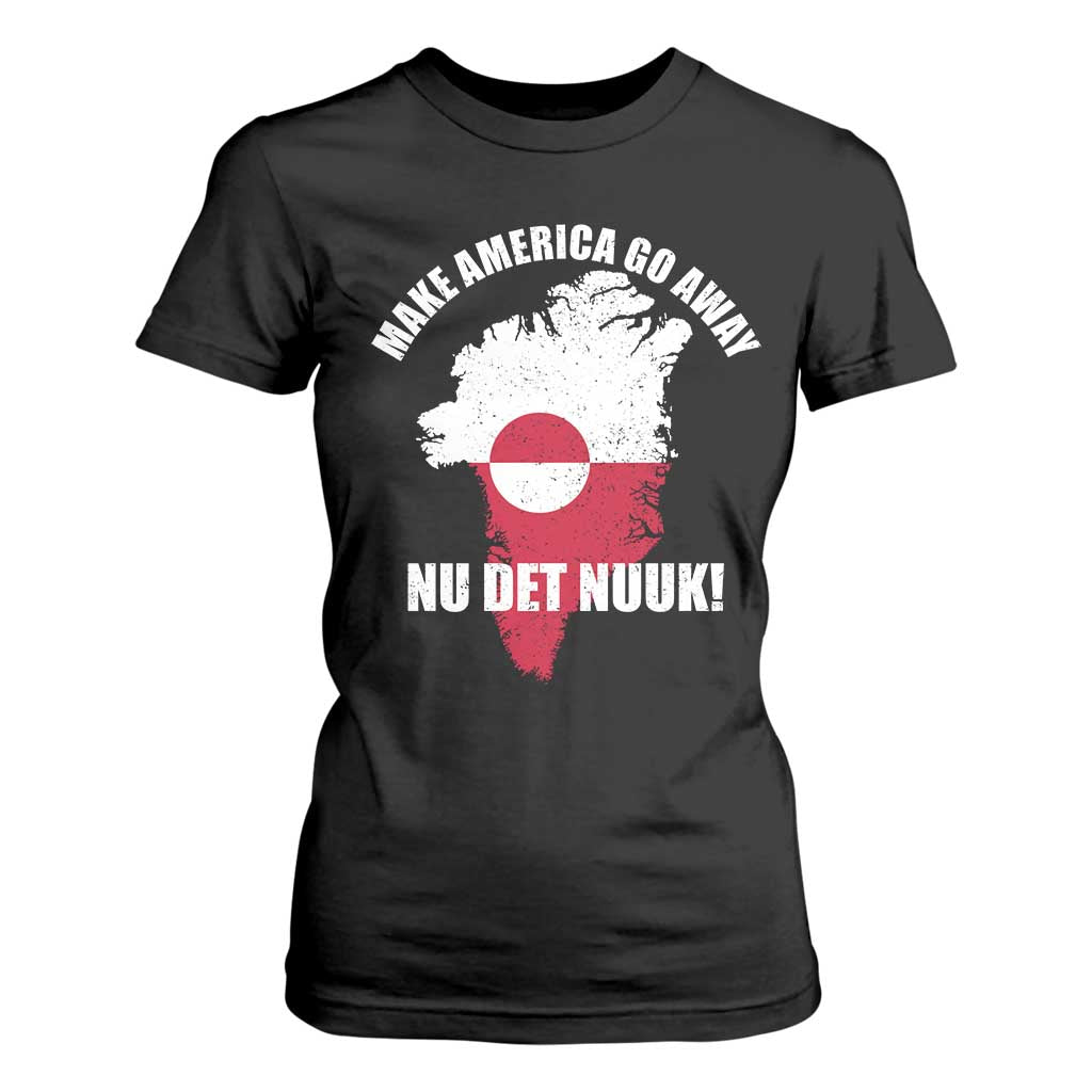 Nu Det Nuuk Make America Go Away T Shirt For Women Support Greenland Political Statement TS11 Black Print Your Wear