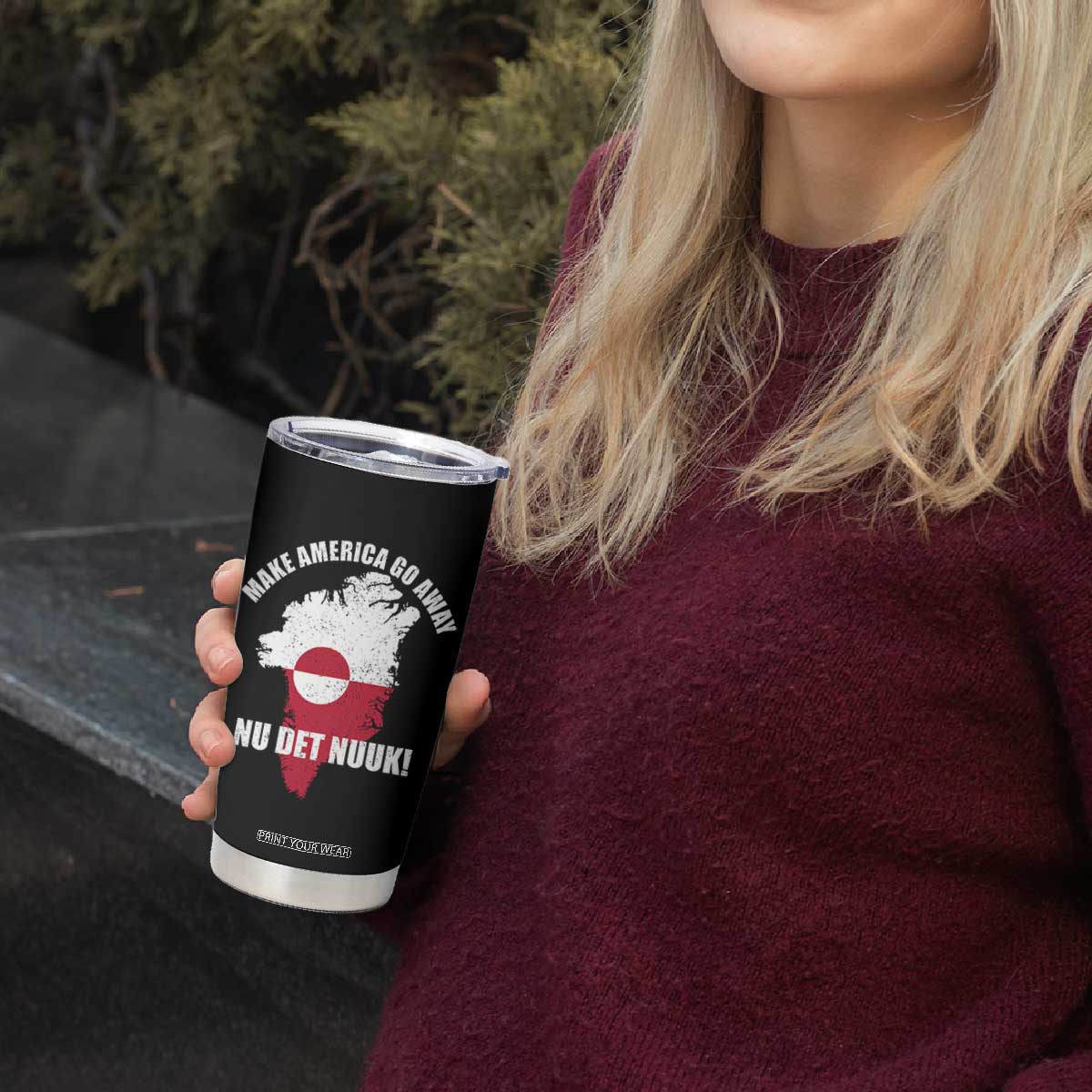 Nu Det Nuuk Make America Go Away Tumbler Cup Support Greenland Political Statement TS11 Print Your Wear