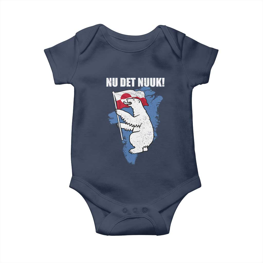 Nu Det Nuuk Nows Enough Baby Onesie Funny Saying Bear Greenlandic Flag TS11 Navy Print Your Wear