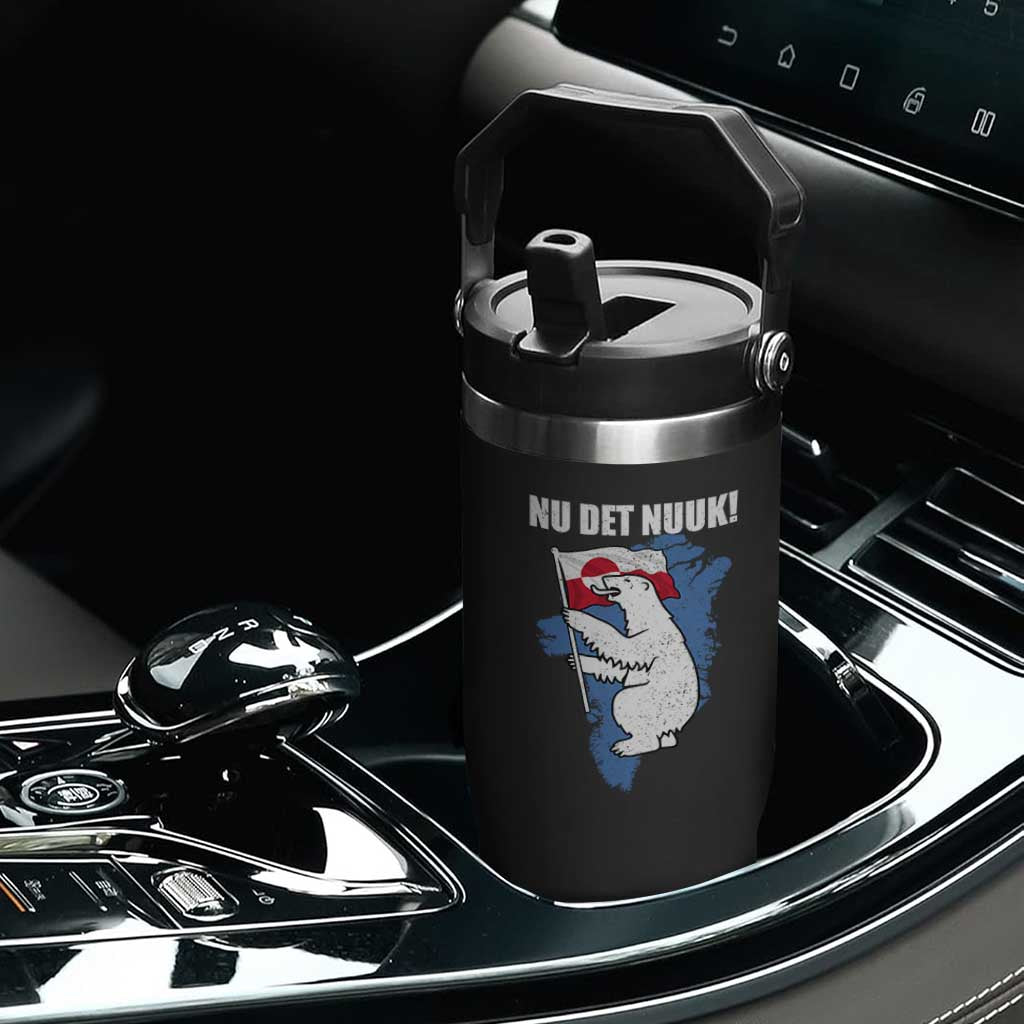 Nu Det Nuuk Nows Enough Flip Straw Tumbler Funny Saying Bear Greenlandic Flag TS11 Print Your Wear
