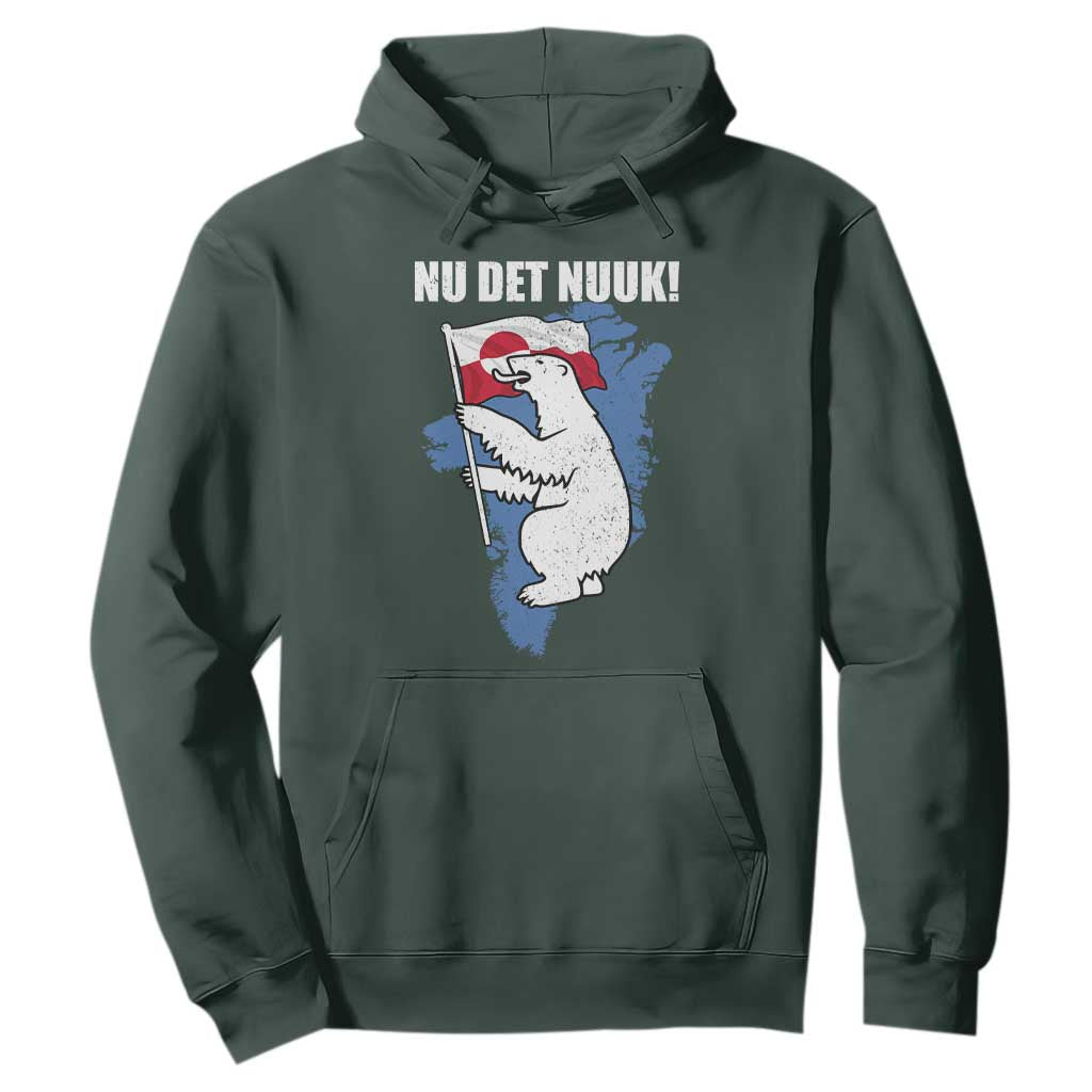 Nu Det Nuuk Nows Enough Hoodie Funny Saying Bear Greenlandic Flag TS11 Dark Forest Green Print Your Wear
