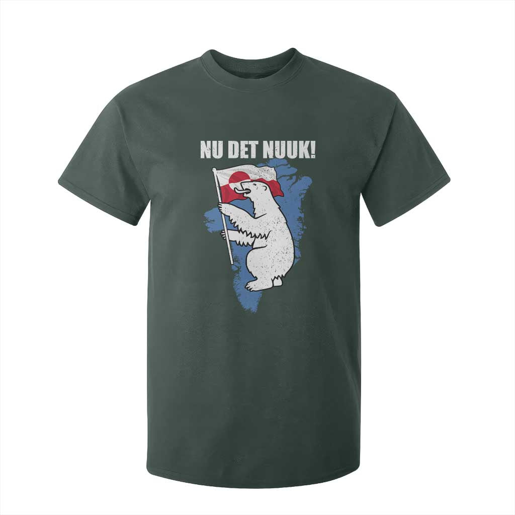 Nu Det Nuuk Nows Enough T Shirt For Kid Funny Saying Bear Greenlandic Flag TS11 Dark Forest Green Print Your Wear