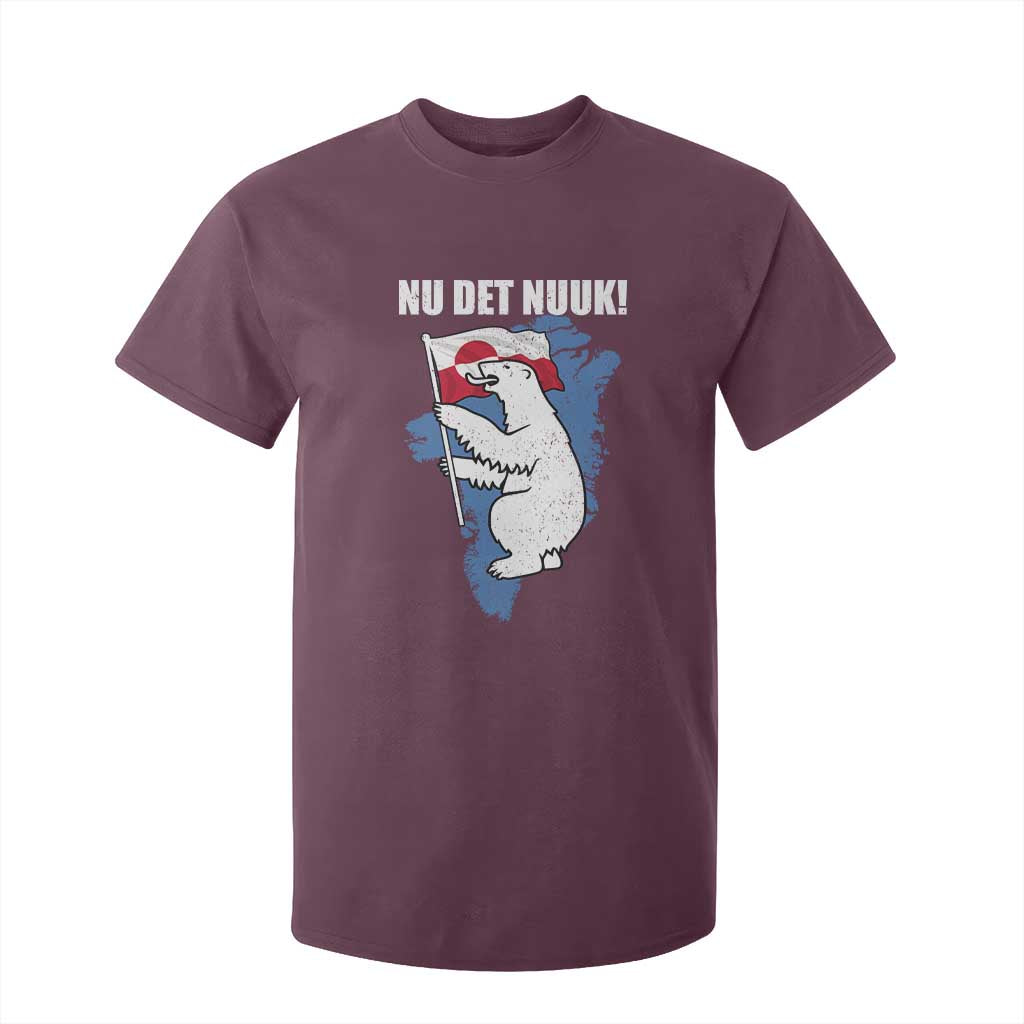 Nu Det Nuuk Nows Enough T Shirt For Kid Funny Saying Bear Greenlandic Flag TS11 Maroon Print Your Wear