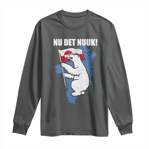 Nu Det Nuuk Nows Enough Long Sleeve Shirt Funny Saying Bear Greenlandic Flag TS11 Dark Heather Print Your Wear