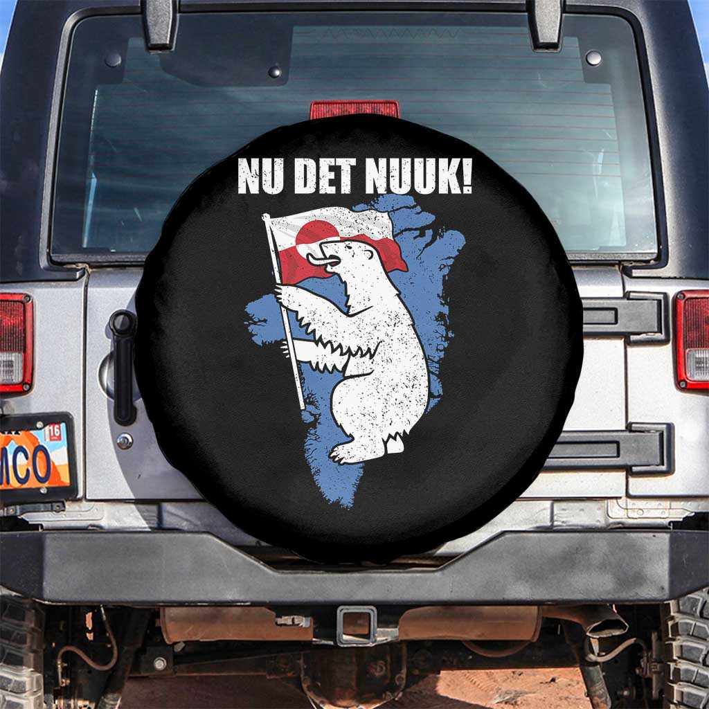 Nu Det Nuuk Nows Enough Spare Tire Cover Funny Saying Bear Greenlandic Flag TS11 No hole Black Print Your Wear