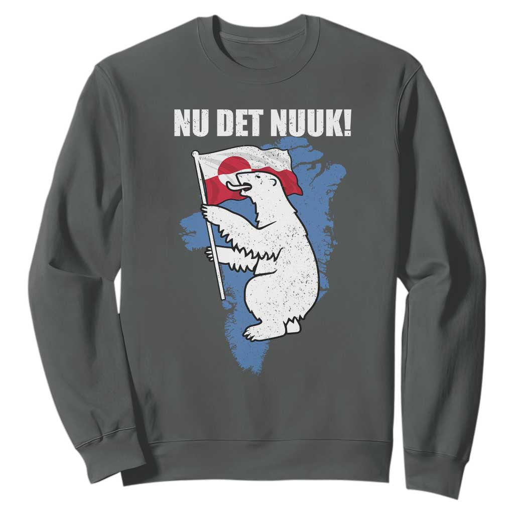 Nu Det Nuuk Nows Enough Sweatshirt Funny Saying Bear Greenlandic Flag TS11 Dark Heather Print Your Wear