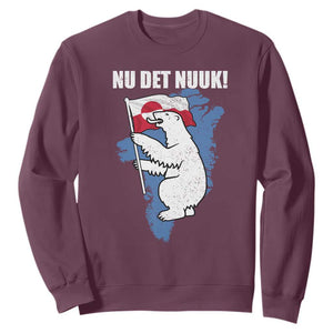 Nu Det Nuuk Nows Enough Sweatshirt Funny Saying Bear Greenlandic Flag TS11 Maroon Print Your Wear