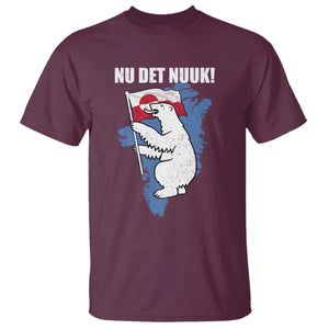 Nu Det Nuuk Nows Enough T Shirt Funny Saying Bear Greenlandic Flag TS11 Maroon Print Your Wear
