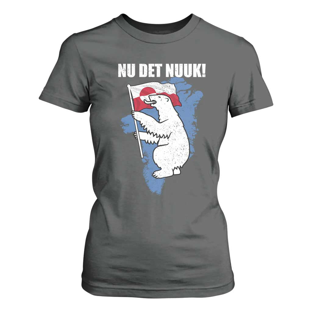 Nu Det Nuuk Nows Enough T Shirt For Women Funny Saying Bear Greenlandic Flag TS11 Dark Heather Print Your Wear
