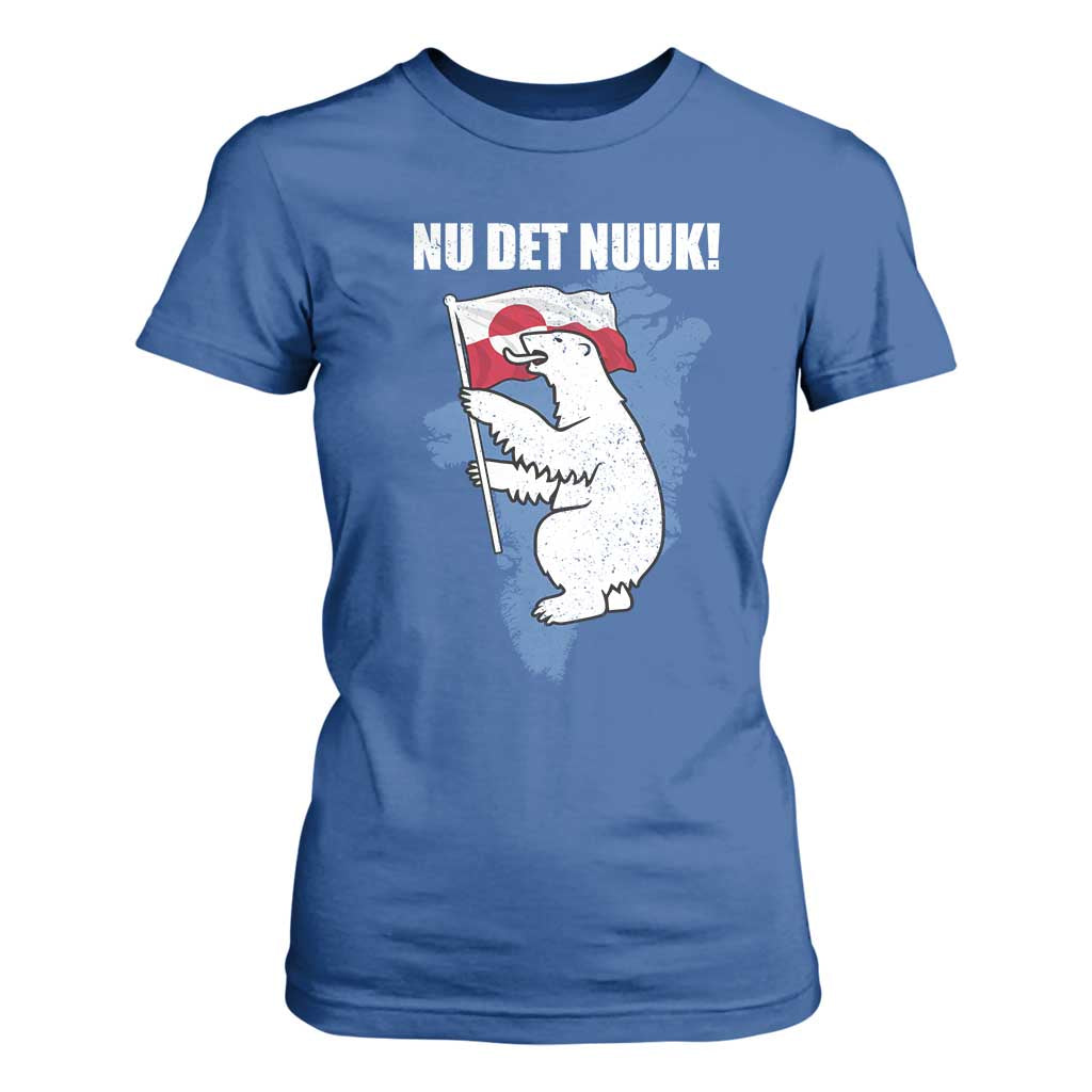 Nu Det Nuuk Nows Enough T Shirt For Women Funny Saying Bear Greenlandic Flag TS11 Royal Blue Print Your Wear