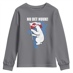 Nu Det Nuuk Nows Enough Youth Sweatshirt Funny Saying Bear Greenlandic Flag TS11 Charcoal Print Your Wear