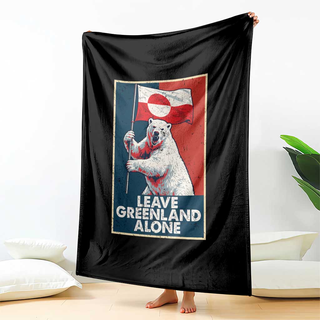 Leave Greenland Alone Throw Blanket Polar Bear Holding Flag Greenlanders Supports TS11 Print Your Wear