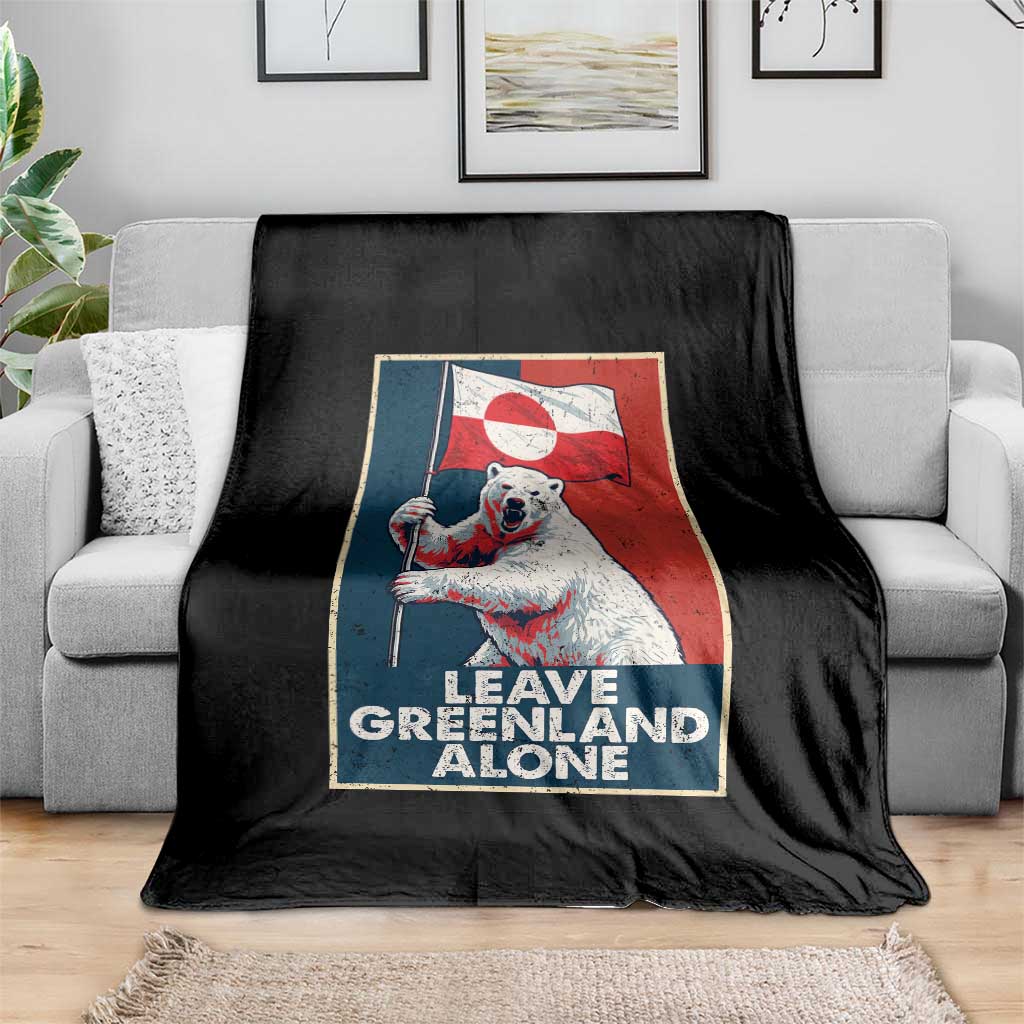 Leave Greenland Alone Throw Blanket Polar Bear Holding Flag Greenlanders Supports TS11 Print Your Wear