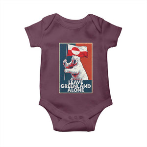 Leave Greenland Alone Baby Onesie Polar Bear Holding Flag Greenlanders Supports TS11 Maroon Print Your Wear