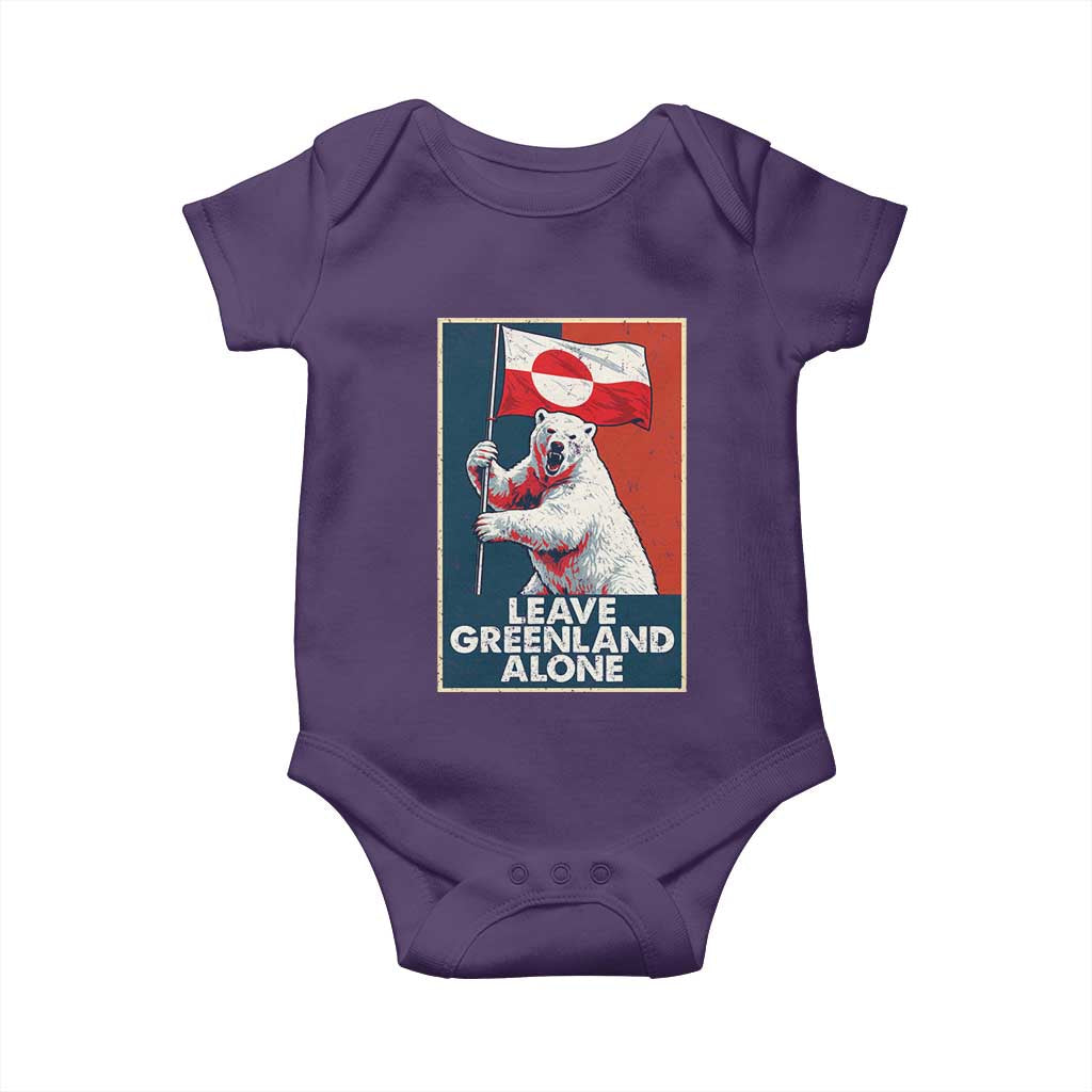 Leave Greenland Alone Baby Onesie Polar Bear Holding Flag Greenlanders Supports TS11 Purple Print Your Wear