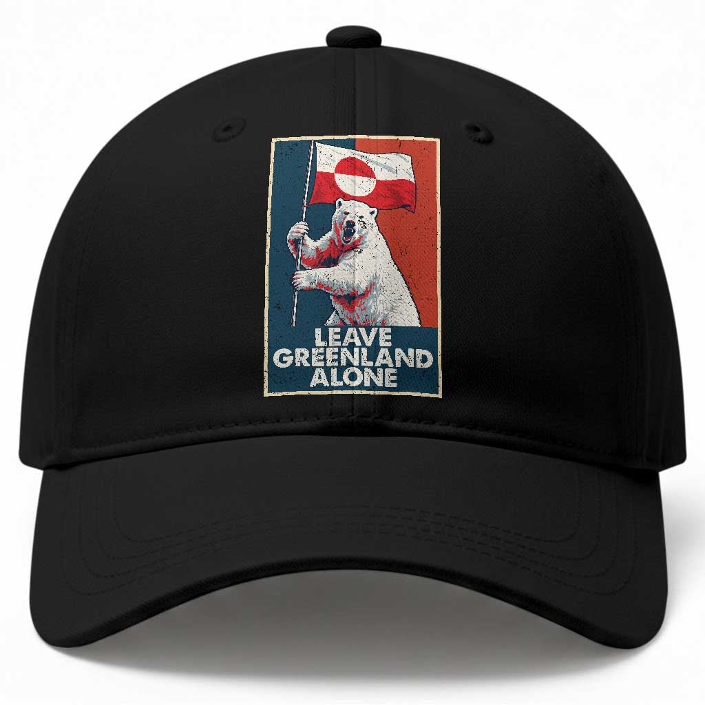 Leave Greenland Alone Baseball Cap Polar Bear Holding Flag Greenlanders Supports TS11 Print Your Wear