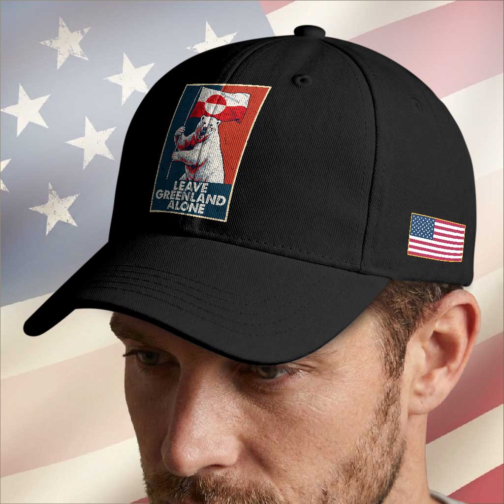 Leave Greenland Alone Baseball Cap Polar Bear Holding Flag Greenlanders Supports TS11 Print Your Wear