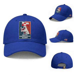 Leave Greenland Alone Baseball Cap Polar Bear Holding Flag Greenlanders Supports TS11 Baseball Cap Universal Fit Royal Blue Print Your Wear