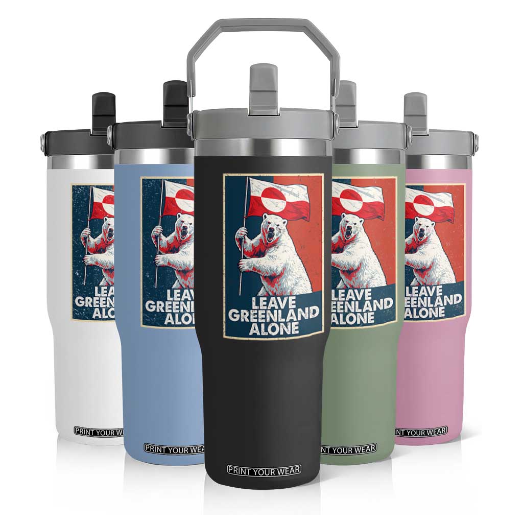 Leave Greenland Alone Flip Straw Tumbler Polar Bear Holding Flag Greenlanders Supports TS11 Print Your Wear