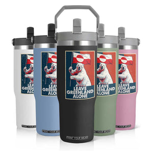 Leave Greenland Alone Flip Straw Tumbler Polar Bear Holding Flag Greenlanders Supports TS11 Print Your Wear