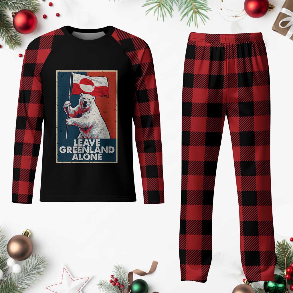 Leave Greenland Alone Plaid Pajama Set Polar Bear Holding Flag Greenlanders Supports TS11 Buffalo Plaid Print Your Wear