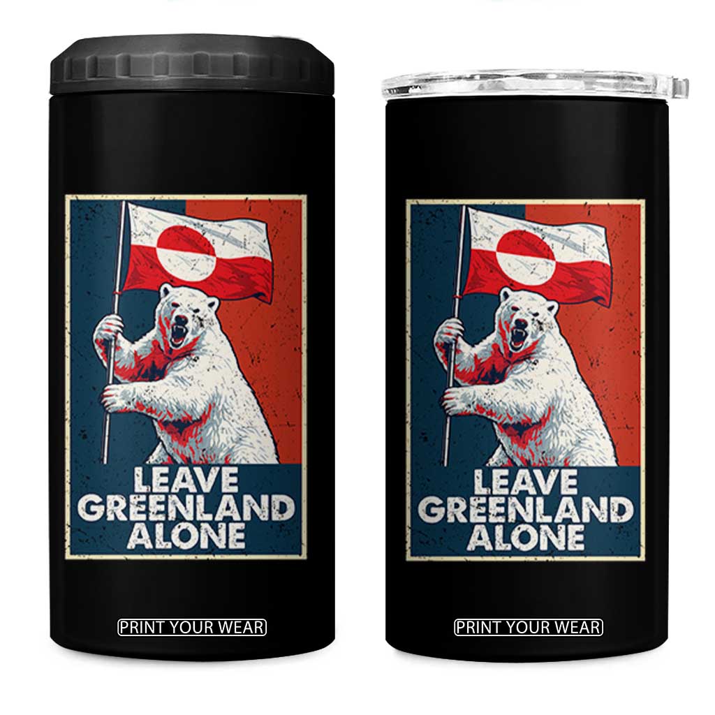 Leave Greenland Alone 4 in 1 Can Cooler Tumbler Polar Bear Holding Flag Greenlanders Supports TS11 One Size: 16 oz Black Print Your Wear