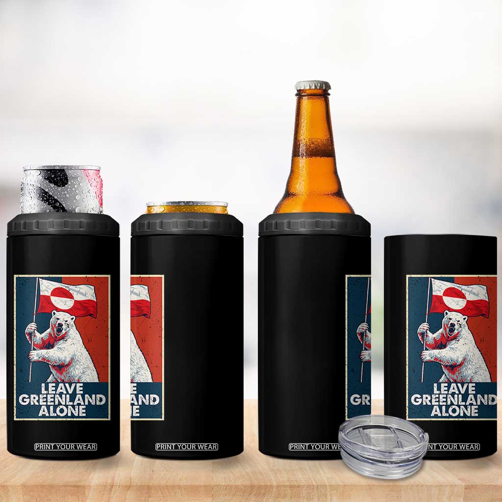 Leave Greenland Alone 4 in 1 Can Cooler Tumbler Polar Bear Holding Flag Greenlanders Supports TS11 Print Your Wear