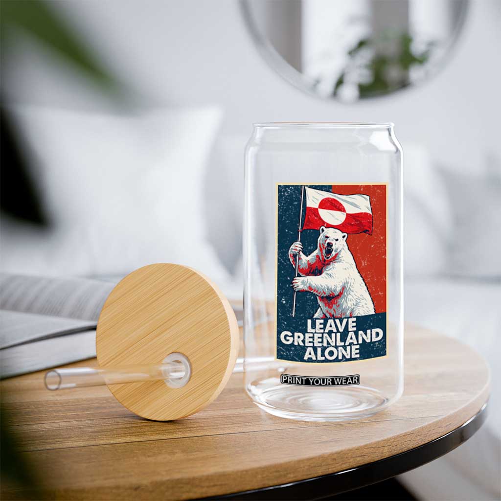 Leave Greenland Alone Glass Can Polar Bear Holding Flag Greenlanders Supports TS11 Print Your Wear