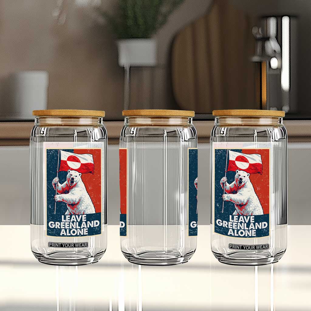 Leave Greenland Alone Glass Can Polar Bear Holding Flag Greenlanders Supports TS11 Print Your Wear