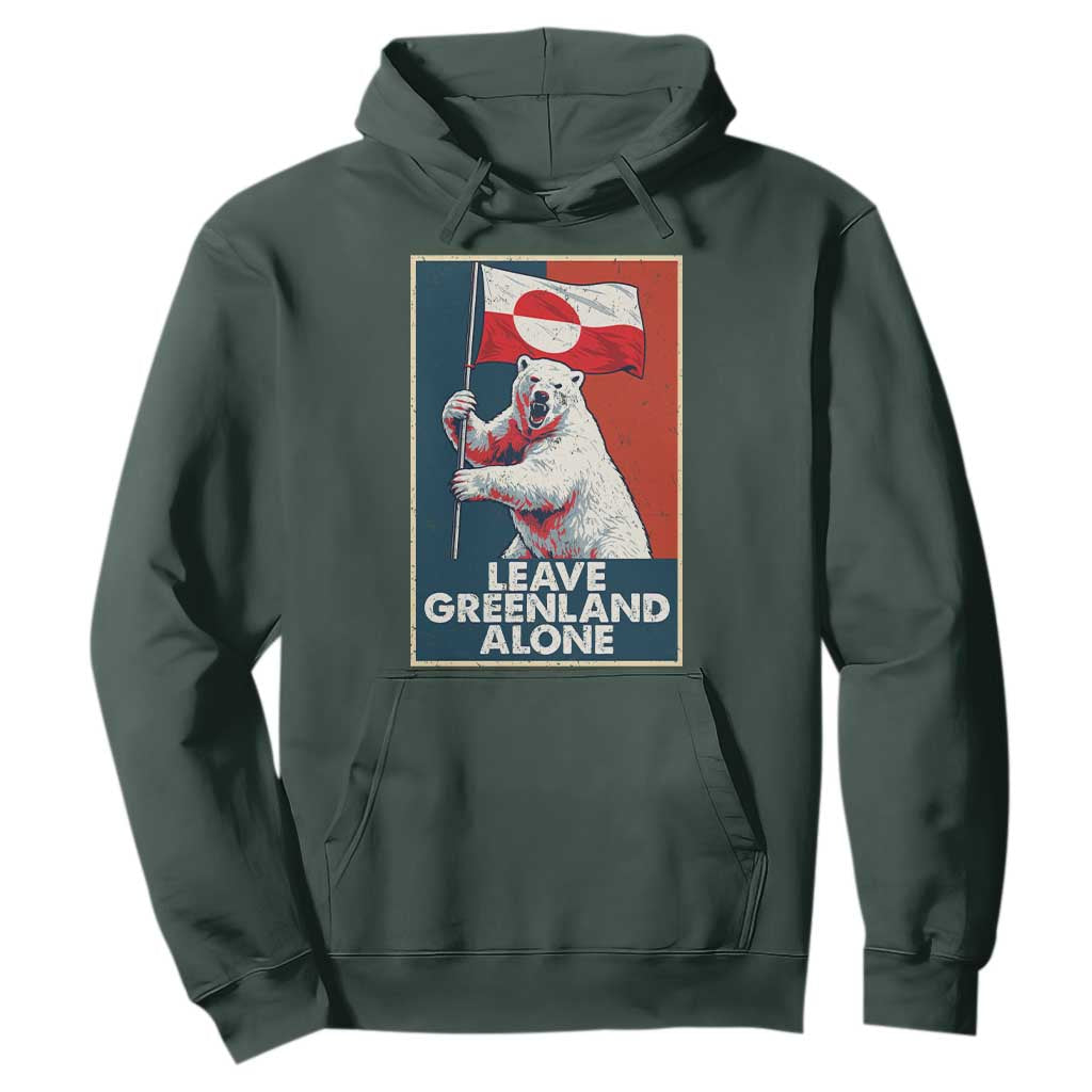 Leave Greenland Alone Hoodie Polar Bear Holding Flag Greenlanders Supports TS11 Dark Forest Green Print Your Wear