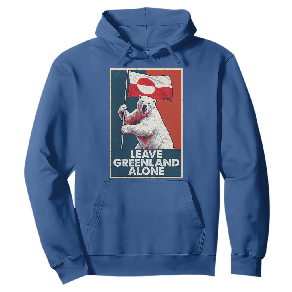Leave Greenland Alone Hoodie Polar Bear Holding Flag Greenlanders Supports TS11 Royal Blue Print Your Wear