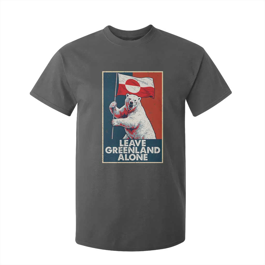 Leave Greenland Alone T Shirt For Kid Polar Bear Holding Flag Greenlanders Supports TS11 Dark Heather Print Your Wear