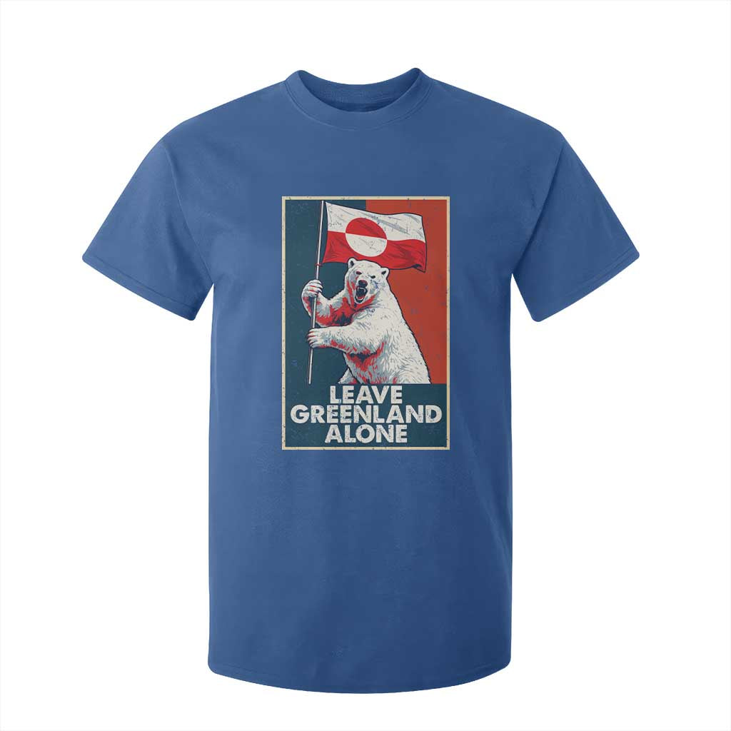 Leave Greenland Alone T Shirt For Kid Polar Bear Holding Flag Greenlanders Supports TS11 Royal Blue Print Your Wear