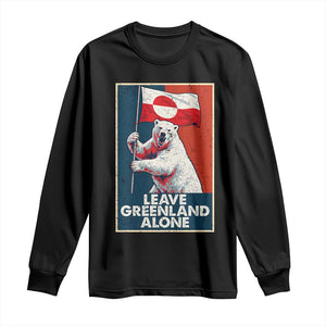 Leave Greenland Alone Long Sleeve Shirt Polar Bear Holding Flag Greenlanders Supports TS11 Black Print Your Wear