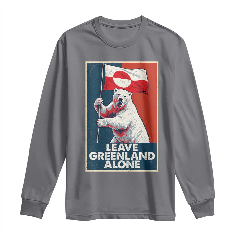 Leave Greenland Alone Long Sleeve Shirt Polar Bear Holding Flag Greenlanders Supports TS11 Charcoal Print Your Wear