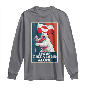 Leave Greenland Alone Long Sleeve Shirt Polar Bear Holding Flag Greenlanders Supports TS11 Charcoal Print Your Wear