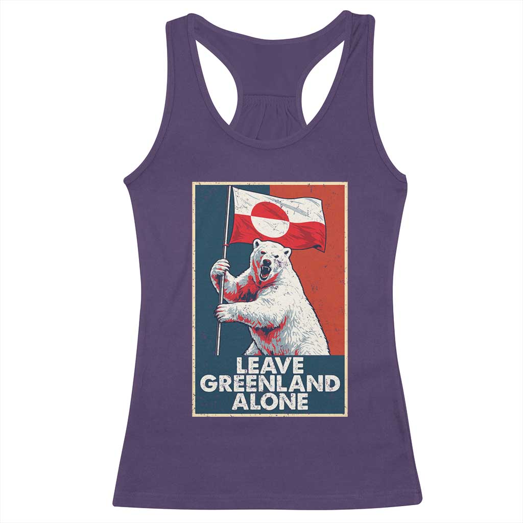 Leave Greenland Alone Racerback Tank Top Polar Bear Holding Flag Greenlanders Supports TS11 Purple Print Your Wear