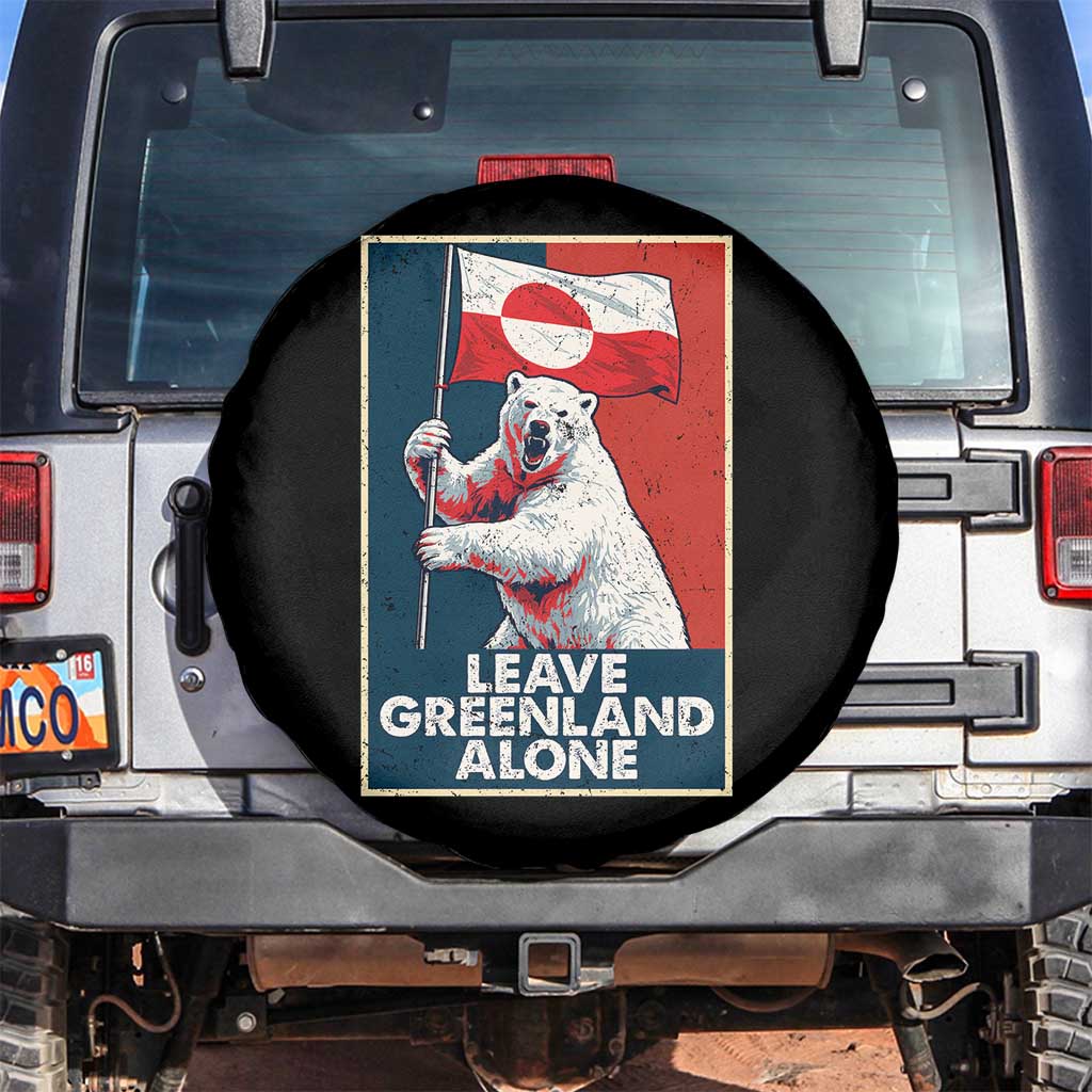 Leave Greenland Alone Spare Tire Cover Polar Bear Holding Flag Greenlanders Supports TS11 No hole Black Print Your Wear