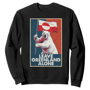 Leave Greenland Alone Sweatshirt Polar Bear Holding Flag Greenlanders Supports TS11 Black Print Your Wear