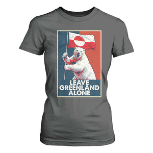 Leave Greenland Alone T Shirt For Women Polar Bear Holding Flag Greenlanders Supports TS11 Dark Heather Print Your Wear