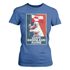 Leave Greenland Alone T Shirt For Women Polar Bear Holding Flag Greenlanders Supports TS11 Royal Blue Print Your Wear