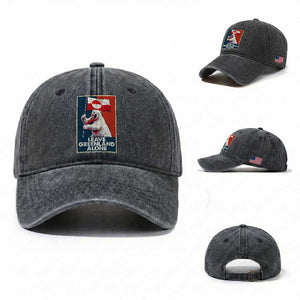 Leave Greenland Alone Washed Cotton Baseball Cap Polar Bear Holding Flag Greenlanders Supports TS11 Washed Cap Universal Fit Dark Gray Print Your Wear