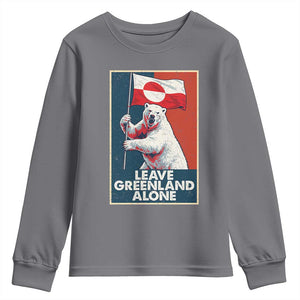 Leave Greenland Alone Youth Sweatshirt Polar Bear Holding Flag Greenlanders Supports TS11 Charcoal Print Your Wear