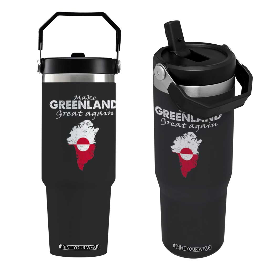 Make Greenland Great Again Flip Straw Tumbler Act USA 51st State Greenland TS11 One Size: 30 oz Black Print Your Wear